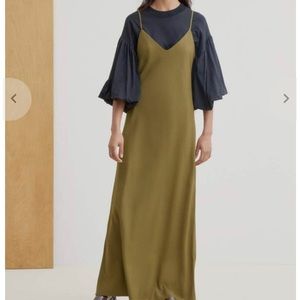 KOWTOW ADA Long Slip dress- Khaki green